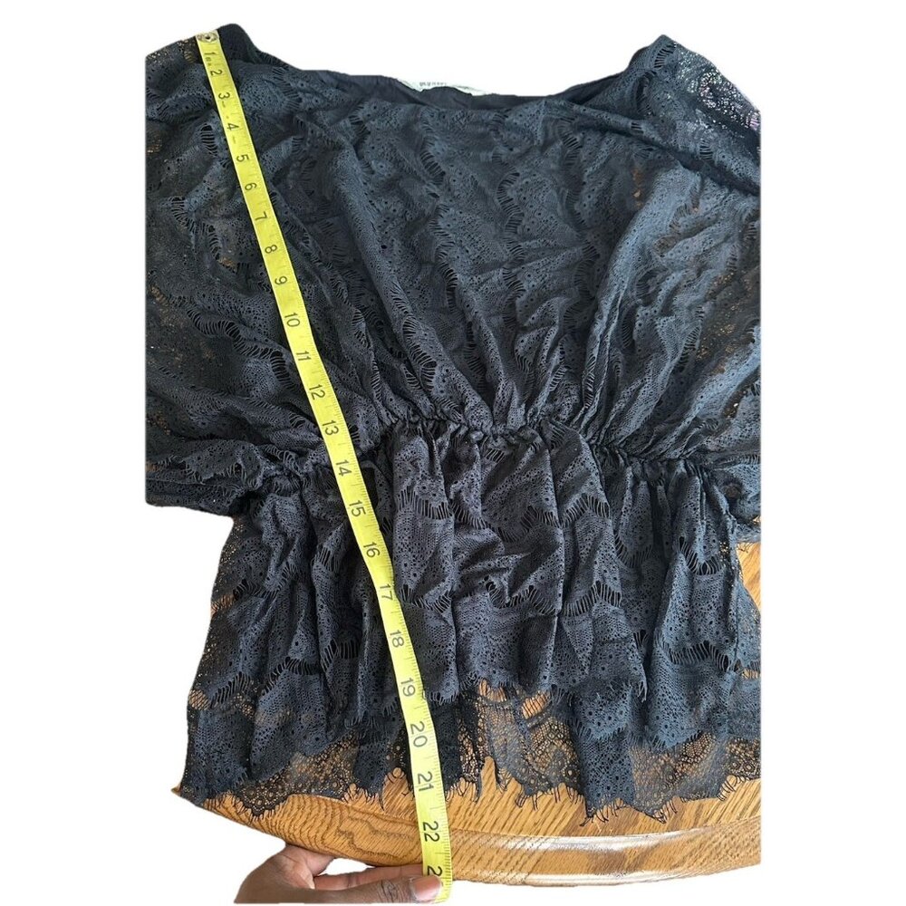 Old Navy Top Women’s Dark Lace Overlay Kimono Sleeve Elastic Waist Small Batwing - Picture 5 of 7